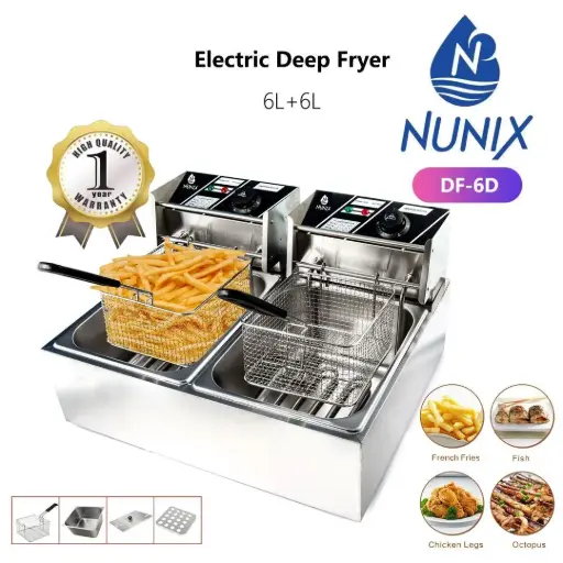 Double deep fryer, commercial